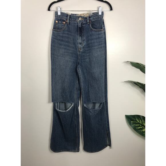 New Moussy Knee Slit Loose Straight Jeans - Picture 4 of 12